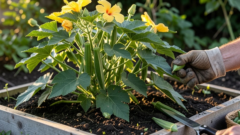How to Harvest Okra Without Killing the Plant: Gentle Twist Method for Repeat Blooms